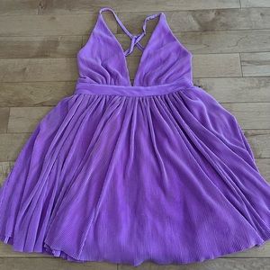Pleated Pink/Purple Backless Dress